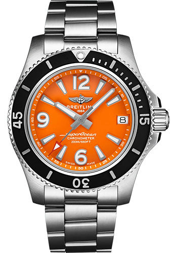 Breitling Superocean Automatic 36 Watch - Stainless Steel - Orange Dial - Metal Bracelet - A17316D71O1A1