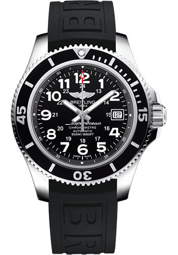 Breitling Superocean II 42 Watch - Steel - Volcano Black Dial - Black Diver Pro III Strap - Folding Buckle - A17365C91B1S2
