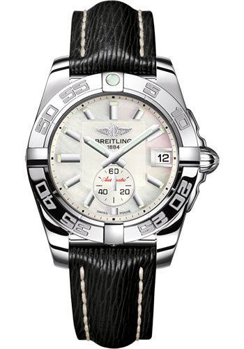 Breitling Galactic 36 Automatic Watch - Steel - Pearl Dial - Black Sahara Strap - A3733012/A716/213X/A16BA.1