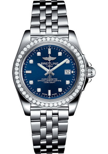 Breitling Galactic 32 Sleek Watch - Steel - Horizon Blue Diamond Dial - Steel Bracelet - A7133053/C966/792A