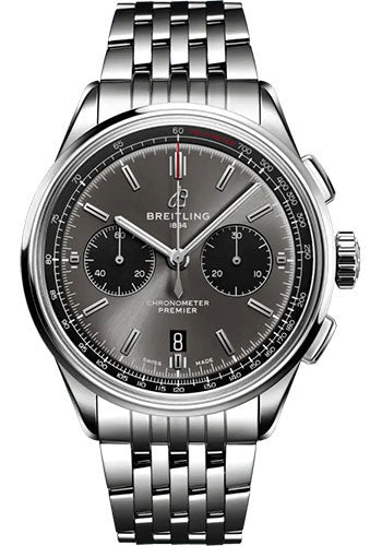 Breitling Premier B01 Chronograph 42 Watch - Stainless Steel - Anthracite Dial - Metal Bracelet - AB0118221B1A1