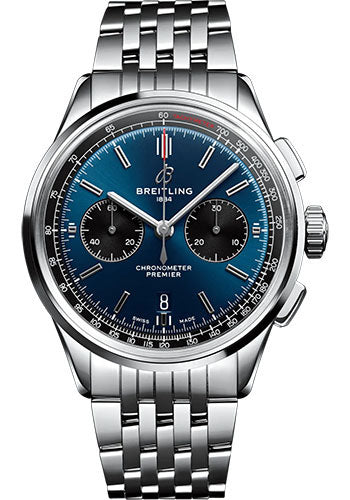 Breitling Premier B01 Chronograph 42 Watch - Stainless Steel - Blue Dial - Metal Bracelet - AB0118221C1A1