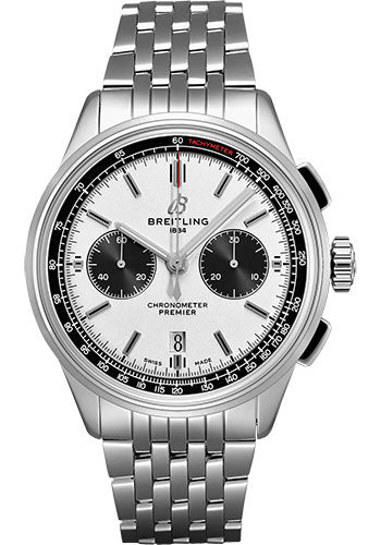 Breitling Premier B01 Chronograph Watch - 42mm Steel Case - Silver Dial - Steel Bracelet - AB0118221G1A1