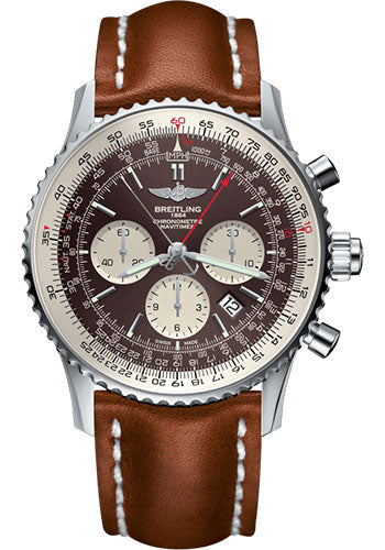 Breitling Navitimer B03 Chronograph Rattrapante 45 Watch - Steel - Panamerican Bronze Dial - Gold Leather Strap - Folding Buckle - AB031021/Q615/440X/A20D.1