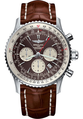 Breitling Navitimer B03 Chronograph Rattrapante 45 Watch - Steel - Panamerican Bronze Dial - Gold Croco Strap - Tang Buckle - AB031021/Q615/754P/A20BA.1