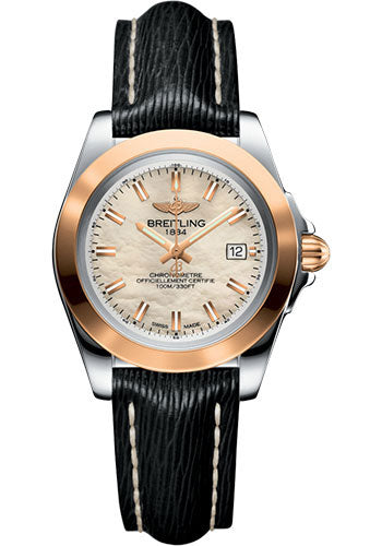 Breitling Galactic 32 Sleek Watch - Steel & rose Gold - Mother-Of-Pearl Dial - Black Sahara Strap - C7133012/A802/208X/A14BA.1