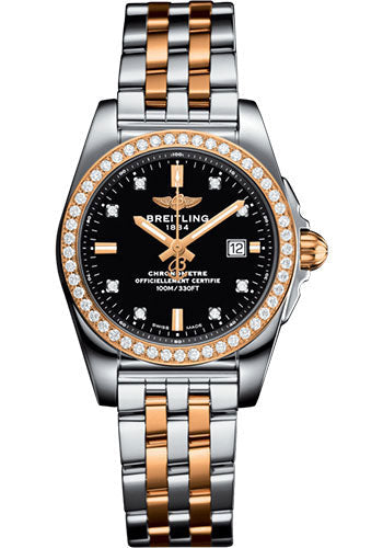 Breitling Galactic 29 Sleek Watch - Steel & rose Gold, gem-set bezel - Trophy Black Diamond Dial - Two-Tone Bracelet - C72348531B1C1