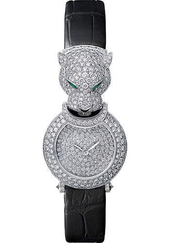 Cartier Panthere Captive de Cartier Watch - White Gold Case - Diamond Bezel - Silver Diamond Dial - Black Alligator Strap - HPI00767