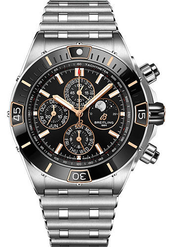 Breitling Super Chronomat 44 Four-Year Calendar Watch - Steel and 18K Red Gold - Black Dial - Metal Bracelet - I19320251B1A1