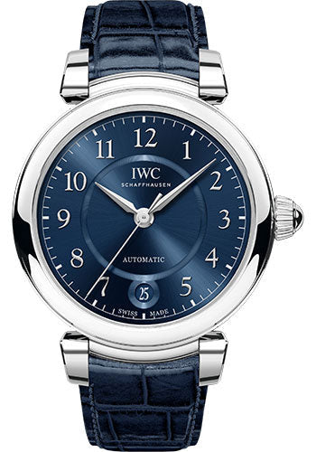IWC Da Vinci Automatic 36 Watch - 36.0 mm Stainless Steel Case - Blue Dial - Blue Alligator Strap - IW458312