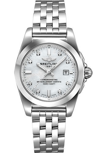 Breitling Galactic 29 Sleek Watch - Steel - Pearl Diamond Dial - Steel Bracelet - W72348121A2A1