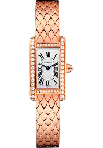 Cartier Tank Americaine Watch - 27 mm Pink Gold Diamond Case - Diamond Bezel - Diamond Dial - WB710012