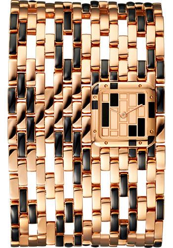 Cartier Panthere de Cartier Cuff Watch - 22 mm x 19 mm Pink Gold And Black Lacquer Case - Pink Gold Dial - Bracelet - WGPN0019