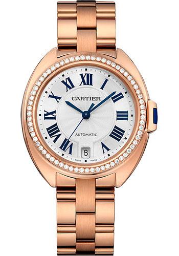 Cartier Cle De Cartier Watch - 35 mm Pink Gold Diamond Case - Diamond Bezel - Silver Dial - WJCL0006