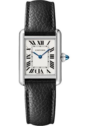 Cartier Tank Must Watch - 29.5 mm x 22 mm Steel Case - Silvered Dial - Interchangeable Black Grained Calfskin Strap - WSTA0042