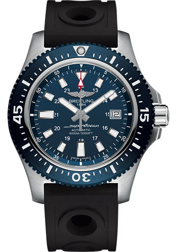 Breitling Superocean II 44 Watch - Steel - Mariner Blue Dial - Black Ocean Racer II Strap - Tang Buckle - Y1739316/C959/227S/A20SS.1